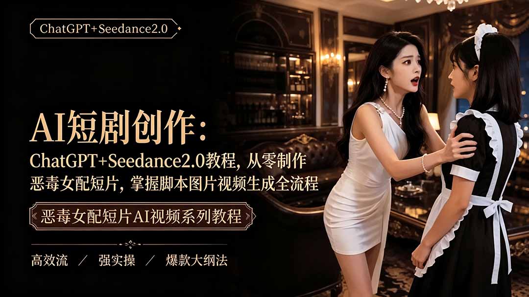 （19545期）AI短剧创作：ChatGPT+Seedance2.0教程，从零制作恶毒女配短片，掌握脚本图片视频生成全流程瀚萌资源网-网赚网-网赚项目网-虚拟资源网-国学资源网-易学资源网-本站有全网最新网赚项目-易学课程资源-中医课程资源的在线下载网站！瀚萌资源网