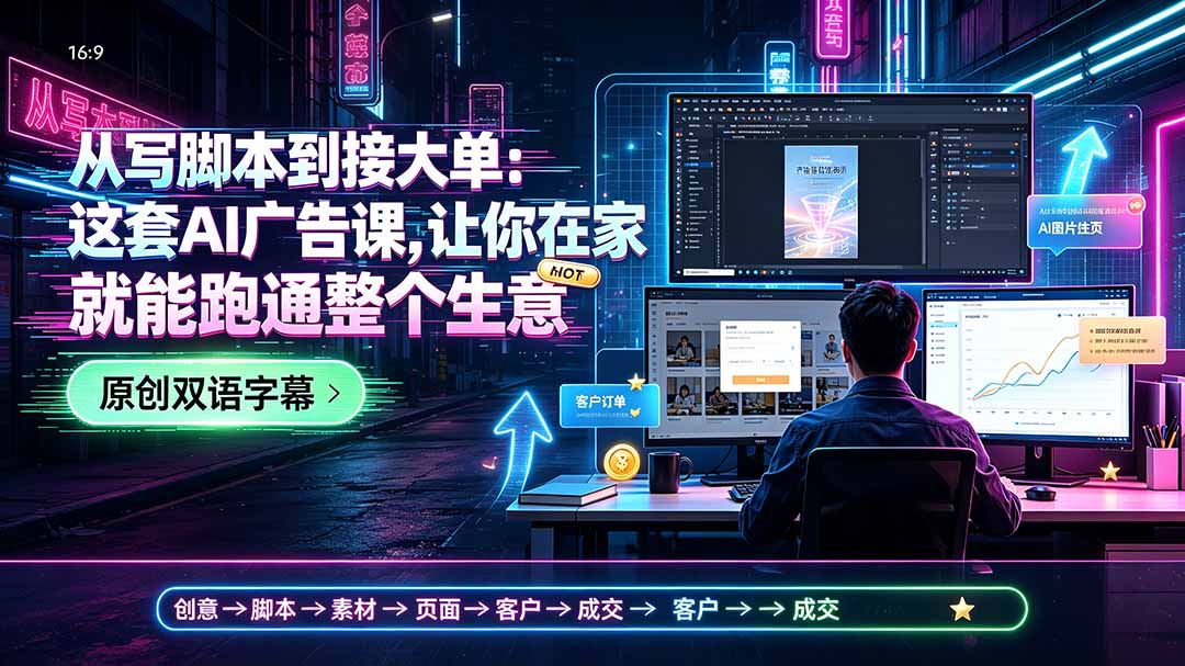 （19318期）从写脚本到接大单：这套AI广告课，让你在家就能跑通整个生意【原创双语字幕】瀚萌资源网-网赚网-网赚项目网-虚拟资源网-国学资源网-易学资源网-本站有全网最新网赚项目-易学课程资源-中医课程资源的在线下载网站！瀚萌资源网