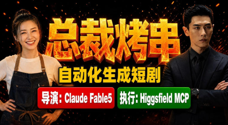 Claude Fable5担任导演+Higgsfield MCP落地执行｜《总裁烤串》真人质感短剧全自动AI生成全流程教学瀚萌资源网-网赚网-网赚项目网-虚拟资源网-国学资源网-易学资源网-本站有全网最新网赚项目-易学课程资源-中医课程资源的在线下载网站！瀚萌资源网