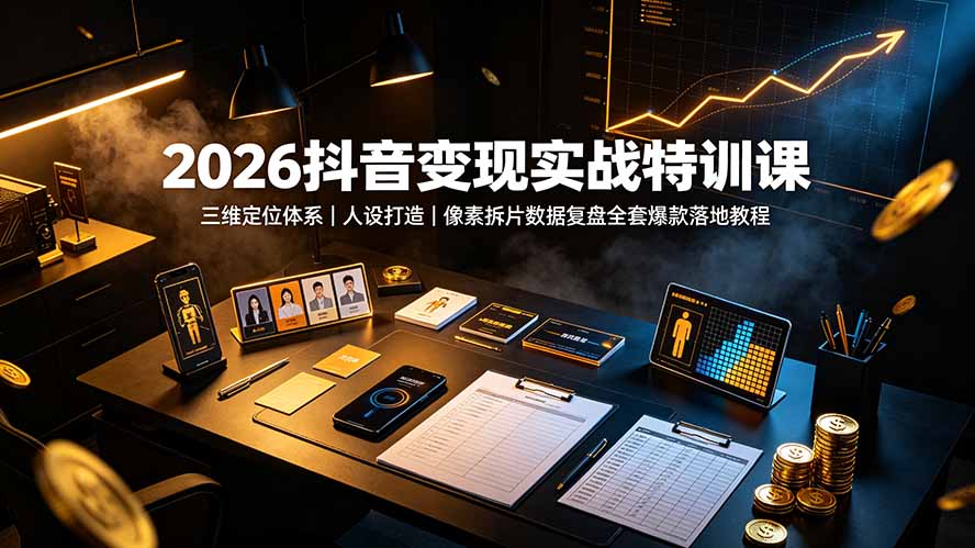 （19419期）2026抖音变现实战特训课：三维定位体系｜人设打造｜像素拆片数据复盘全套爆款落地教程瀚萌资源网-网赚网-网赚项目网-虚拟资源网-国学资源网-易学资源网-本站有全网最新网赚项目-易学课程资源-中医课程资源的在线下载网站！瀚萌资源网