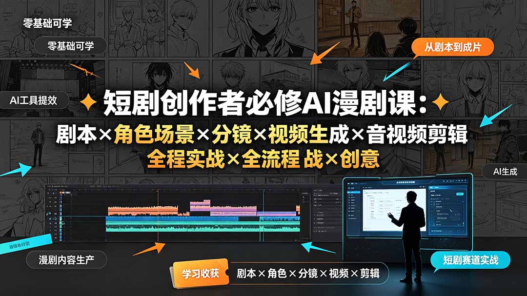 （19459期）短剧创作者必修AI漫剧课：剧本×角色场景×分镜×视频生成×音视频剪辑×全流程实战×创意短片拆解瀚萌资源网-网赚网-网赚项目网-虚拟资源网-国学资源网-易学资源网-本站有全网最新网赚项目-易学课程资源-中医课程资源的在线下载网站！瀚萌资源网