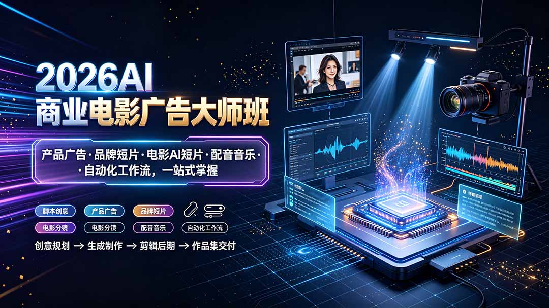 （19303期）2026AI商业电影广告大师班：产品广告·品牌短片·电影AI短片·配音音乐·自动化工作流，一站式掌握瀚萌资源网-网赚网-网赚项目网-虚拟资源网-国学资源网-易学资源网-本站有全网最新网赚项目-易学课程资源-中医课程资源的在线下载网站！瀚萌资源网