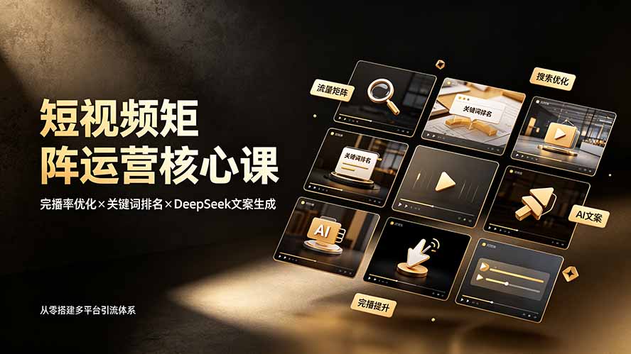 （19259期）短视频矩阵运营核心课：完播率优化×关键词排名×DeepSeek文案生成，从零搭建多平台引流体系瀚萌资源网-网赚网-网赚项目网-虚拟资源网-国学资源网-易学资源网-本站有全网最新网赚项目-易学课程资源-中医课程资源的在线下载网站！瀚萌资源网