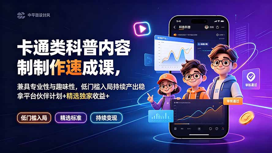 （19234期）卡通类科普内容制作速成课，兼具专业性与趣味性，低门槛入局持续产出稳拿平台伙伴计划+精选独家收益瀚萌资源网-网赚网-网赚项目网-虚拟资源网-国学资源网-易学资源网-本站有全网最新网赚项目-易学课程资源-中医课程资源的在线下载网站！瀚萌资源网