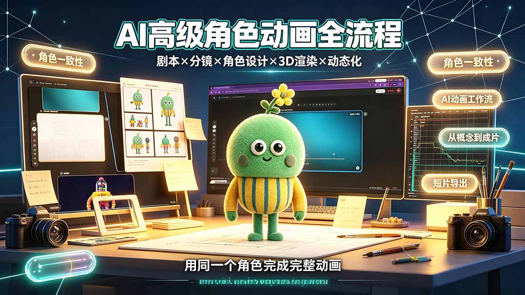 （19304期）AI高级角色动画全流程：剧本×分镜×角色设计×3D渲染×动态化，从概念到成片一站式教学瀚萌资源网-网赚网-网赚项目网-虚拟资源网-国学资源网-易学资源网-本站有全网最新网赚项目-易学课程资源-中医课程资源的在线下载网站！瀚萌资源网