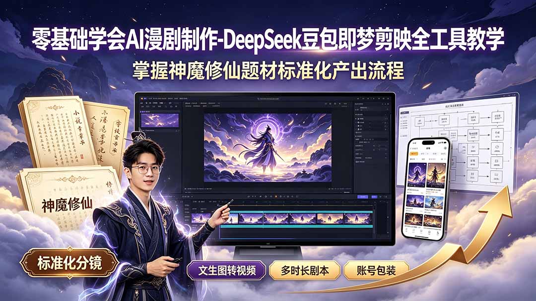 （19263期）零基础学会AI漫剧制作-DeepSeek豆包即梦剪映全工具教学，掌握神魔修仙题材标准化产出流程瀚萌资源网-网赚网-网赚项目网-虚拟资源网-国学资源网-易学资源网-本站有全网最新网赚项目-易学课程资源-中医课程资源的在线下载网站！瀚萌资源网