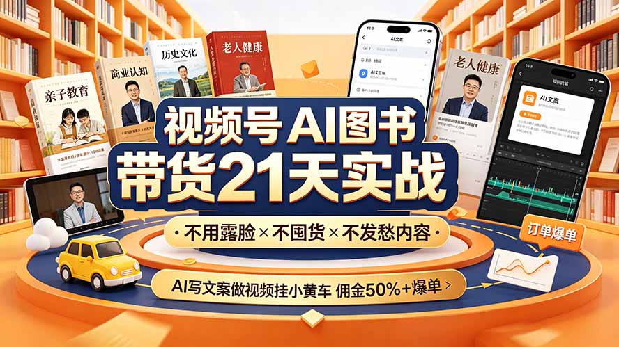 （19476期）视频号AI图书带货21天实战：不用露脸×不囤货×不发愁内容，AI写文案做视频挂小黄车，佣金50%+爆单瀚萌资源网-网赚网-网赚项目网-虚拟资源网-国学资源网-易学资源网-本站有全网最新网赚项目-易学课程资源-中医课程资源的在线下载网站！瀚萌资源网