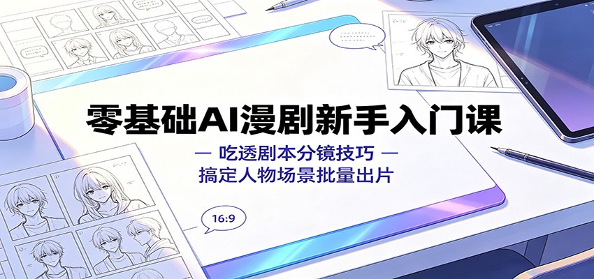 零基础AI漫剧新手入门课：吃透剧本分镜技巧，搞定人物场景批量出片瀚萌资源网-网赚网-网赚项目网-虚拟资源网-国学资源网-易学资源网-本站有全网最新网赚项目-易学课程资源-中医课程资源的在线下载网站！瀚萌资源网