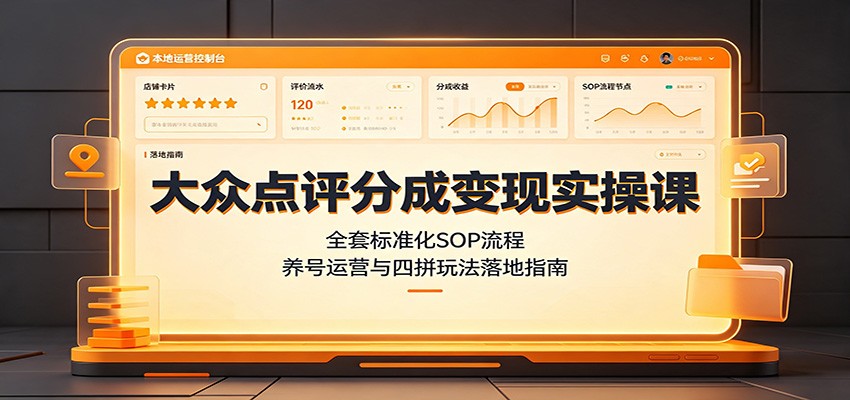 大众点评分成变现实操课：全套标准化SOP流程，养号运营与四拼玩法落地指南瀚萌资源网-网赚网-网赚项目网-虚拟资源网-国学资源网-易学资源网-本站有全网最新网赚项目-易学课程资源-中医课程资源的在线下载网站！瀚萌资源网