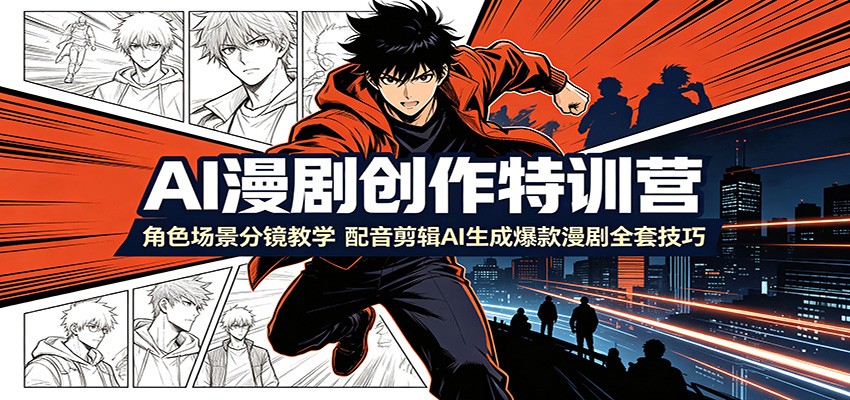 AI漫剧创作特训营：角色场景分镜教学，配音剪辑AI生成爆款漫剧全套技巧瀚萌资源网-网赚网-网赚项目网-虚拟资源网-国学资源网-易学资源网-本站有全网最新网赚项目-易学课程资源-中医课程资源的在线下载网站！瀚萌资源网
