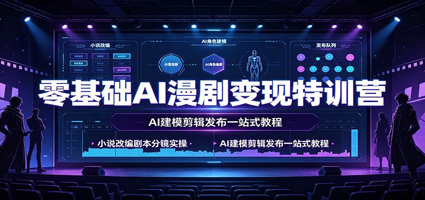 零基础AI漫剧变现特训营：小说改编剧本分镜实操，AI建模剪辑发布一站式教程瀚萌资源网-网赚网-网赚项目网-虚拟资源网-国学资源网-易学资源网-本站有全网最新网赚项目-易学课程资源-中医课程资源的在线下载网站！瀚萌资源网
