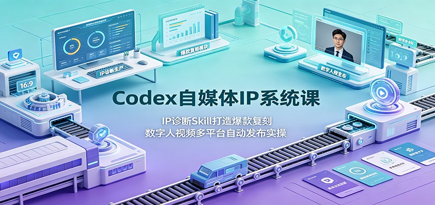 Codex自媒体IP系统课：IP诊断Skill打造爆款复刻，数字人视频多平台自动发布实操瀚萌资源网-网赚网-网赚项目网-虚拟资源网-国学资源网-易学资源网-本站有全网最新网赚项目-易学课程资源-中医课程资源的在线下载网站！瀚萌资源网