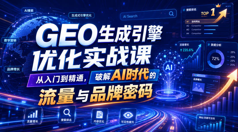 GEO生成引擎优化实战课，从入门到精通，破解AI时代的流量与品牌密码瀚萌资源网-网赚网-网赚项目网-虚拟资源网-国学资源网-易学资源网-本站有全网最新网赚项目-易学课程资源-中医课程资源的在线下载网站！瀚萌资源网