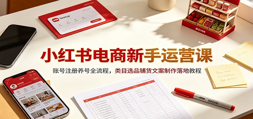 小红书电商新手运营课：账号注册养号全流程，类目选品铺货文案制作落地教程瀚萌资源网-网赚网-网赚项目网-虚拟资源网-国学资源网-易学资源网-本站有全网最新网赚项目-易学课程资源-中医课程资源的在线下载网站！瀚萌资源网