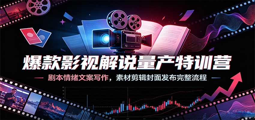 爆款影视解说量产特训营：剧本情绪文案写作，素材剪辑封面发布完整流程瀚萌资源网-网赚网-网赚项目网-虚拟资源网-国学资源网-易学资源网-本站有全网最新网赚项目-易学课程资源-中医课程资源的在线下载网站！瀚萌资源网