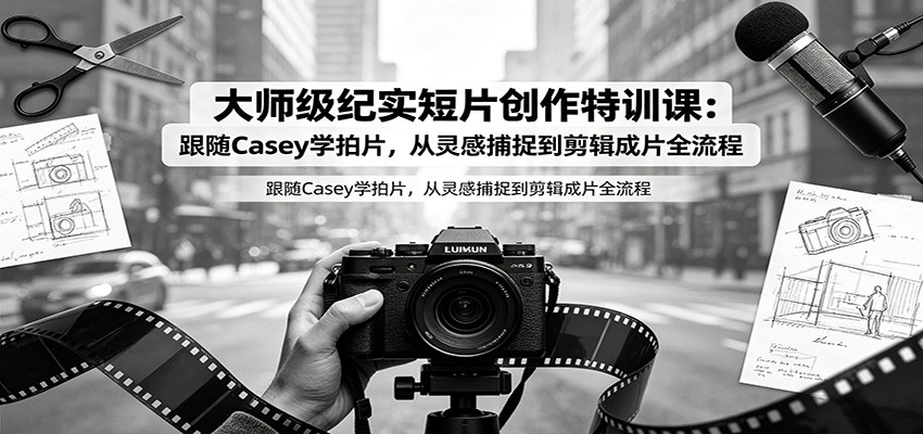 大师级纪实短片创作特训课：跟随Casey学拍片，从灵感捕捉到剪辑成片全流程瀚萌资源网-网赚网-网赚项目网-虚拟资源网-国学资源网-易学资源网-本站有全网最新网赚项目-易学课程资源-中医课程资源的在线下载网站！瀚萌资源网