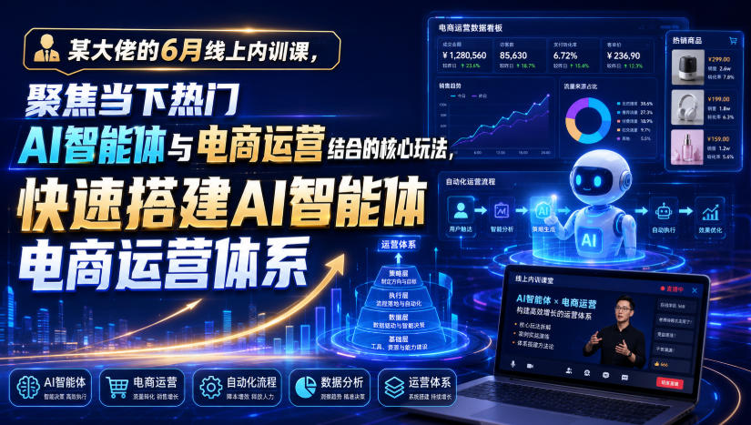某大佬的6月线上内训课，聚焦当下热门AI智能体与电商运营结合的核心玩法，快速搭建AI智能体电商运营体系瀚萌资源网-网赚网-网赚项目网-虚拟资源网-国学资源网-易学资源网-本站有全网最新网赚项目-易学课程资源-中医课程资源的在线下载网站！瀚萌资源网