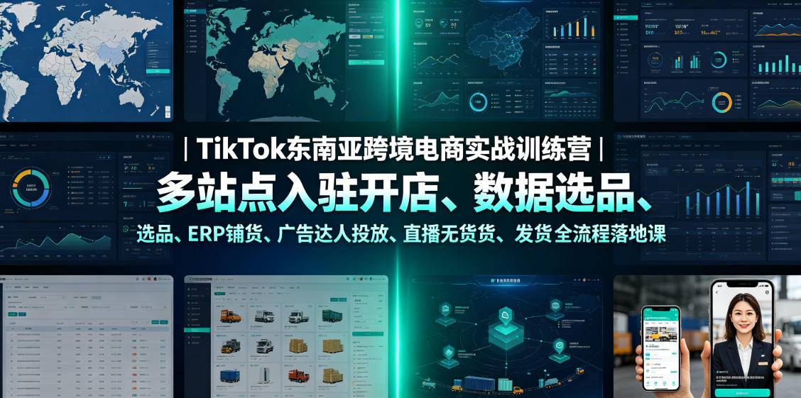 TikTok东南亚跨境电商实战训练营｜多站点入驻开店、数据选品、ERP铺货、广告达人投放、直播无货源发货全流程落地课瀚萌资源网-网赚网-网赚项目网-虚拟资源网-国学资源网-易学资源网-本站有全网最新网赚项目-易学课程资源-中医课程资源的在线下载网站！瀚萌资源网