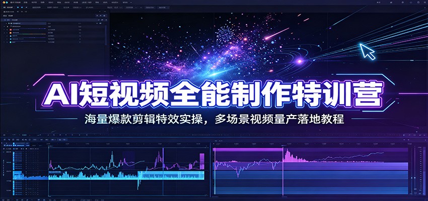 AI短视频全能制作特训营：海量爆款剪辑特效实操，多场景视频量产落地教程瀚萌资源网-网赚网-网赚项目网-虚拟资源网-国学资源网-易学资源网-本站有全网最新网赚项目-易学课程资源-中医课程资源的在线下载网站！瀚萌资源网
