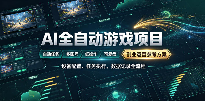 AI全自动游戏躺賺副业：日入几百，稳定运行三年的项目！【揭秘】瀚萌资源网-网赚网-网赚项目网-虚拟资源网-国学资源网-易学资源网-本站有全网最新网赚项目-易学课程资源-中医课程资源的在线下载网站！瀚萌资源网