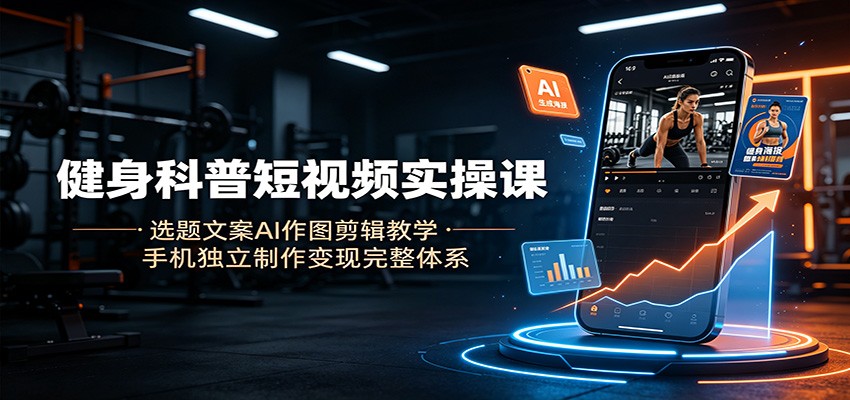 健身科普短视频实操课：选题文案AI作图剪辑教学，手机独立制作变现完整体系瀚萌资源网-网赚网-网赚项目网-虚拟资源网-国学资源网-易学资源网-本站有全网最新网赚项目-易学课程资源-中医课程资源的在线下载网站！瀚萌资源网