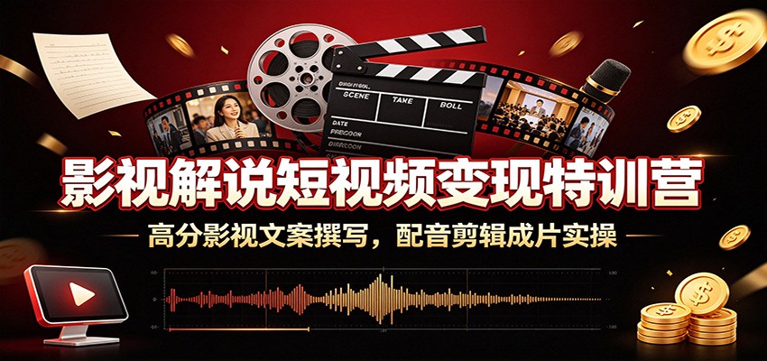 影视解说短视频变现特训营：高分影视文案撰写，配音剪辑成片实操瀚萌资源网-网赚网-网赚项目网-虚拟资源网-国学资源网-易学资源网-本站有全网最新网赚项目-易学课程资源-中医课程资源的在线下载网站！瀚萌资源网