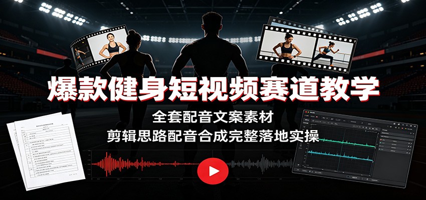 爆款健身短视频赛道教学：全套配音文案素材，剪辑思路配音合成完整落地实操瀚萌资源网-网赚网-网赚项目网-虚拟资源网-国学资源网-易学资源网-本站有全网最新网赚项目-易学课程资源-中医课程资源的在线下载网站！瀚萌资源网