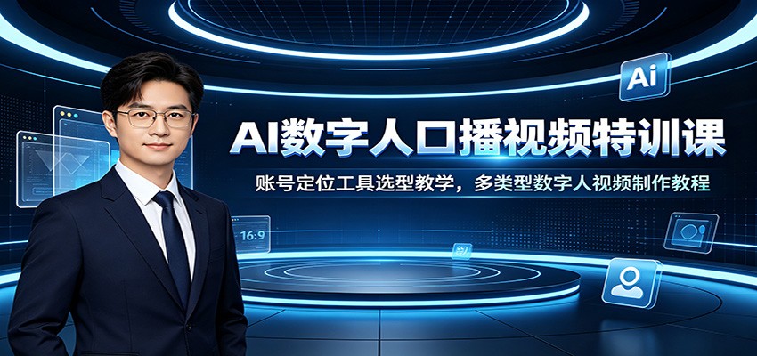 AI数字人口播视频特训课：账号定位工具选型教学，多类型数字人视频制作教程瀚萌资源网-网赚网-网赚项目网-虚拟资源网-国学资源网-易学资源网-本站有全网最新网赚项目-易学课程资源-中医课程资源的在线下载网站！瀚萌资源网