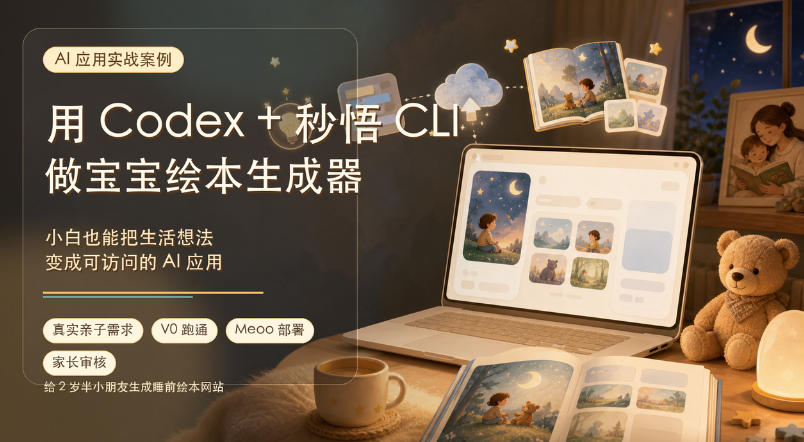 AI应用实战案例，用Codex+秒悟CLl做宝宝绘本生成器，小白也能把生活想法变成可访问的AI应用瀚萌资源网-网赚网-网赚项目网-虚拟资源网-国学资源网-易学资源网-本站有全网最新网赚项目-易学课程资源-中医课程资源的在线下载网站！瀚萌资源网