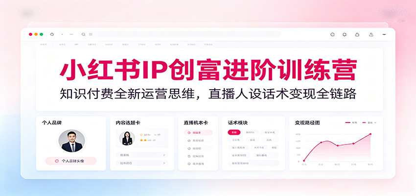 小红书IP创富进阶训练营：知识付费全新运营思维，直播人设话术变现全链路瀚萌资源网-网赚网-网赚项目网-虚拟资源网-国学资源网-易学资源网-本站有全网最新网赚项目-易学课程资源-中医课程资源的在线下载网站！瀚萌资源网