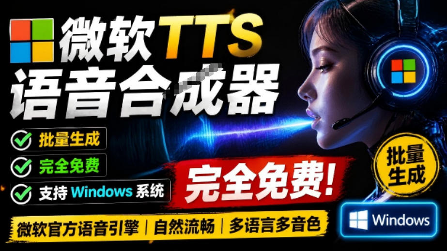 微软TTS免费语音配音生成器，完全免费，支持多语音、多音色选择，Windows系统专用TTS语音合成器瀚萌资源网-网赚网-网赚项目网-虚拟资源网-国学资源网-易学资源网-本站有全网最新网赚项目-易学课程资源-中医课程资源的在线下载网站！瀚萌资源网