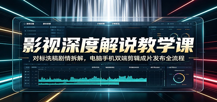 影视深度解说教学课：对标洗稿剧情拆解，电脑手机双端剪辑成片发布全流程瀚萌资源网-网赚网-网赚项目网-虚拟资源网-国学资源网-易学资源网-本站有全网最新网赚项目-易学课程资源-中医课程资源的在线下载网站！瀚萌资源网