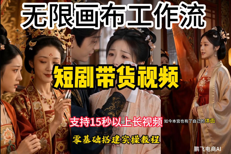 无限画布工作流制作短剧带货视频支持制作15秒以上视频，实操搭建教学，看完教程小白也能轻松搭建瀚萌资源网-网赚网-网赚项目网-虚拟资源网-国学资源网-易学资源网-本站有全网最新网赚项目-易学课程资源-中医课程资源的在线下载网站！瀚萌资源网