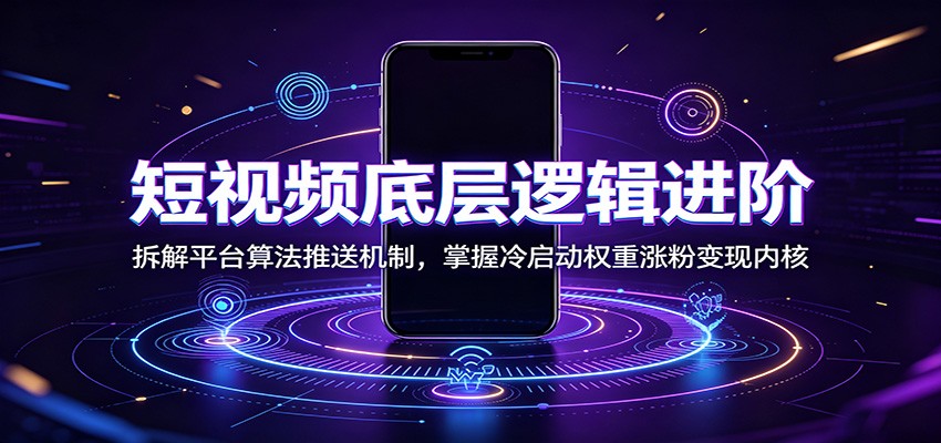 短视频底层逻辑进阶：拆解平台算法推送机制，掌握冷启动权重涨粉变现内核瀚萌资源网-网赚网-网赚项目网-虚拟资源网-国学资源网-易学资源网-本站有全网最新网赚项目-易学课程资源-中医课程资源的在线下载网站！瀚萌资源网