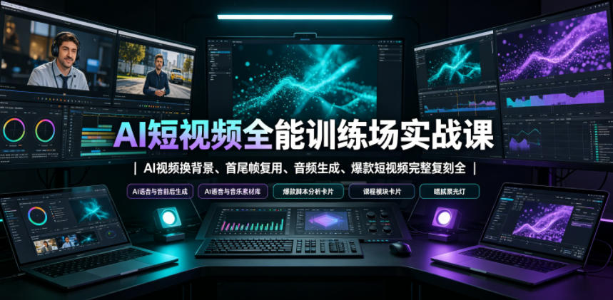 AI短视频全能训练场实战课｜AI视频换背景、首尾帧复用、音频生成、爆款短视频完整复刻全套实操教学瀚萌资源网-网赚网-网赚项目网-虚拟资源网-国学资源网-易学资源网-本站有全网最新网赚项目-易学课程资源-中医课程资源的在线下载网站！瀚萌资源网