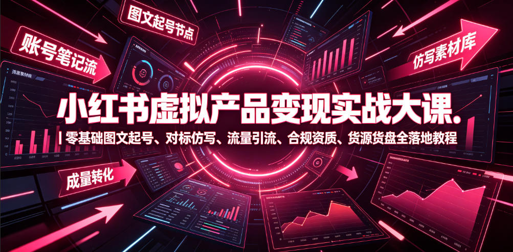 小红书虚拟产品变现实战大课｜零基础图文起号、对标仿写、流量引流、合规资质、货源货盘全落地教程瀚萌资源网-网赚网-网赚项目网-虚拟资源网-国学资源网-易学资源网-本站有全网最新网赚项目-易学课程资源-中医课程资源的在线下载网站！瀚萌资源网