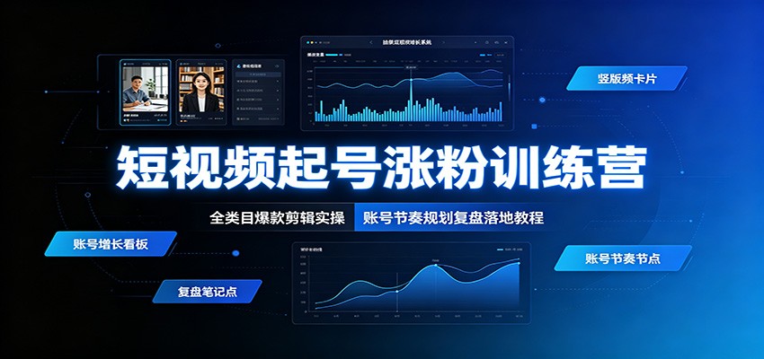 短视频起号涨粉训练营：全类目爆款剪辑实操，账号节奏规划复盘落地教程瀚萌资源网-网赚网-网赚项目网-虚拟资源网-国学资源网-易学资源网-本站有全网最新网赚项目-易学课程资源-中医课程资源的在线下载网站！瀚萌资源网