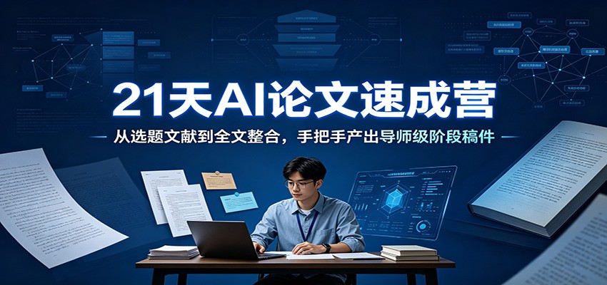 21天AI论文速成营：从选题文献到全文整合，手把手产出导师级阶段稿件瀚萌资源网-网赚网-网赚项目网-虚拟资源网-国学资源网-易学资源网-本站有全网最新网赚项目-易学课程资源-中医课程资源的在线下载网站！瀚萌资源网