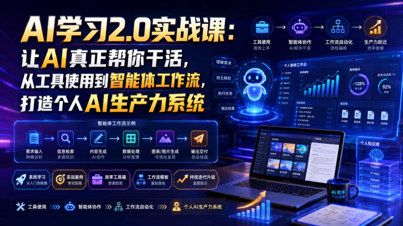 AI学习2.0实战课：让AI真正帮你干活，从工具使用到智能体工作流，打造个人AI生产力系统瀚萌资源网-网赚网-网赚项目网-虚拟资源网-国学资源网-易学资源网-本站有全网最新网赚项目-易学课程资源-中医课程资源的在线下载网站！瀚萌资源网