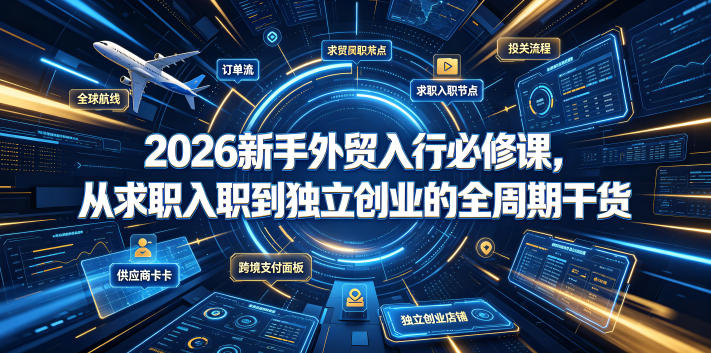 2026新手外贸入行必修课，从求职入职到独立创业的全周期干货瀚萌资源网-网赚网-网赚项目网-虚拟资源网-国学资源网-易学资源网-本站有全网最新网赚项目-易学课程资源-中医课程资源的在线下载网站！瀚萌资源网