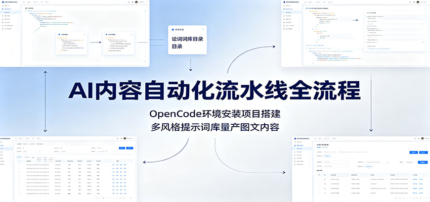 AI内容自动化流水线全流程：OpenCode环境安装项目搭建，多风格提示词库量产图文内容瀚萌资源网-网赚网-网赚项目网-虚拟资源网-国学资源网-易学资源网-本站有全网最新网赚项目-易学课程资源-中医课程资源的在线下载网站！瀚萌资源网