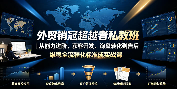 外贸销冠超越者私教班｜从能力进阶、获客开发、询盘转化到售后维稳全流程标准化成交实战课瀚萌资源网-网赚网-网赚项目网-虚拟资源网-国学资源网-易学资源网-本站有全网最新网赚项目-易学课程资源-中医课程资源的在线下载网站！瀚萌资源网