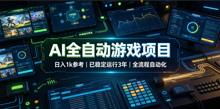 AI全自动游戏项目，日入1k，已稳定运行3年躺賺，全流程自动化！【揭秘】瀚萌资源网-网赚网-网赚项目网-虚拟资源网-国学资源网-易学资源网-本站有全网最新网赚项目-易学课程资源-中医课程资源的在线下载网站！瀚萌资源网
