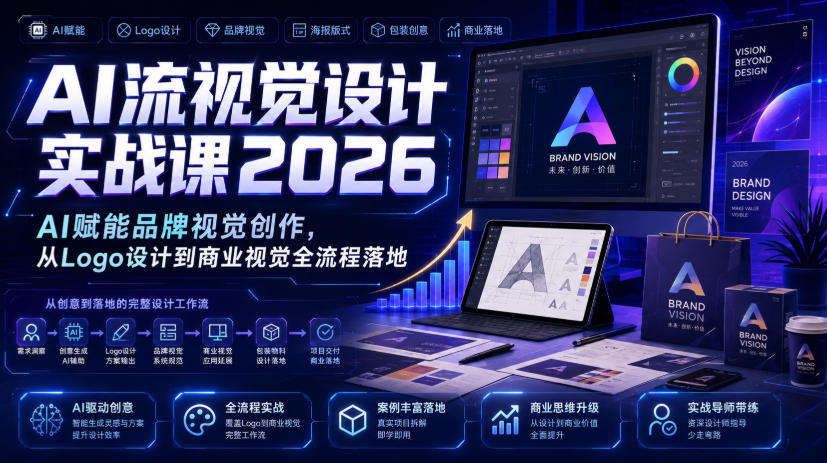 AI流视觉设计实战课2026：AI赋能品牌视觉创作，从Logo设计到商业视觉全流程落地瀚萌资源网-网赚网-网赚项目网-虚拟资源网-国学资源网-易学资源网-本站有全网最新网赚项目-易学课程资源-中医课程资源的在线下载网站！瀚萌资源网