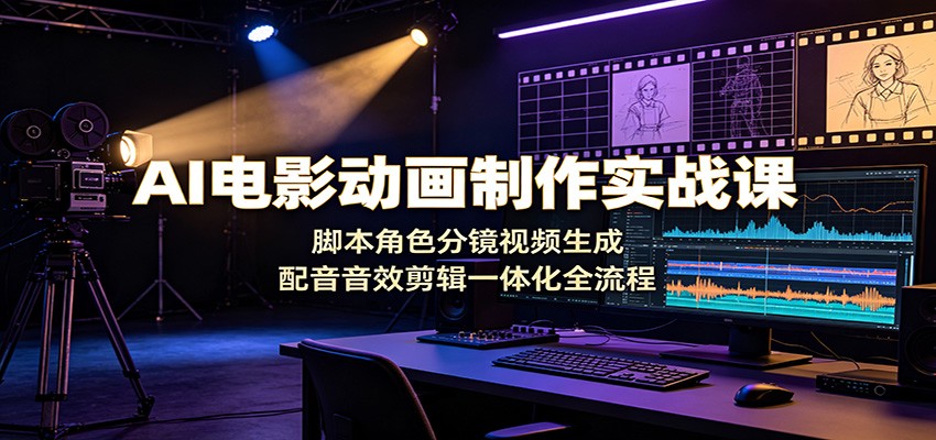 AI电影动画制作实战课：脚本角色分镜视频生成，配音音效剪辑一体化全流程瀚萌资源网-网赚网-网赚项目网-虚拟资源网-国学资源网-易学资源网-本站有全网最新网赚项目-易学课程资源-中医课程资源的在线下载网站！瀚萌资源网