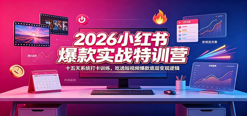 2026小红书爆款实战特训营：十五天系统打卡训练，吃透短视频爆款底层变现逻辑瀚萌资源网-网赚网-网赚项目网-虚拟资源网-国学资源网-易学资源网-本站有全网最新网赚项目-易学课程资源-中医课程资源的在线下载网站！瀚萌资源网