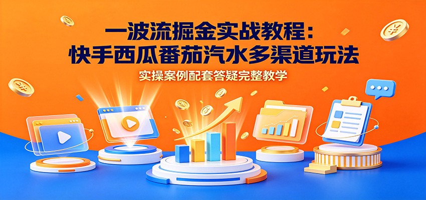 一波流掘金实战教程：快手西瓜番茄汽水多渠道玩法，实操案例配套答疑完整教学瀚萌资源网-网赚网-网赚项目网-虚拟资源网-国学资源网-易学资源网-本站有全网最新网赚项目-易学课程资源-中医课程资源的在线下载网站！瀚萌资源网
