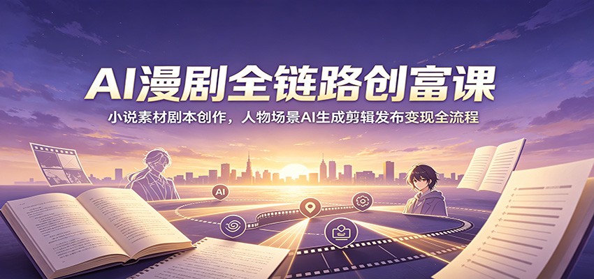 AI漫剧全链路创富课：小说素材剧本创作，人物场景AI生成剪辑发布变现全流程瀚萌资源网-网赚网-网赚项目网-虚拟资源网-国学资源网-易学资源网-本站有全网最新网赚项目-易学课程资源-中医课程资源的在线下载网站！瀚萌资源网
