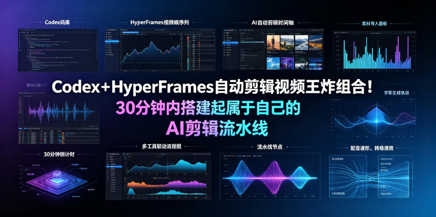 Codex＋HyperFrames自动剪辑视频王炸组合！30分钟内搭建起属于自己的AI剪辑流水线（完整版实操教程手册）瀚萌资源网-网赚网-网赚项目网-虚拟资源网-国学资源网-易学资源网-本站有全网最新网赚项目-易学课程资源-中医课程资源的在线下载网站！瀚萌资源网