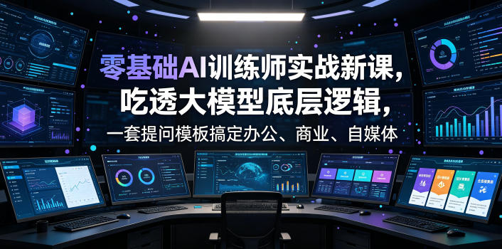 零基础AI训练师实战课，吃透大模型底层逻辑，一套提问模板搞定办公、商业、自媒体、设计、生活全场景AI落地应用瀚萌资源网-网赚网-网赚项目网-虚拟资源网-国学资源网-易学资源网-本站有全网最新网赚项目-易学课程资源-中医课程资源的在线下载网站！瀚萌资源网